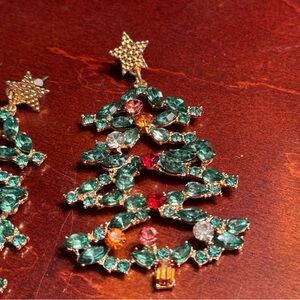 Christmas Tree Earrings Gems/Gold